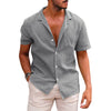 Men'S Tops Casual Button down Shirt Short Sleeve Beach Shirt Summer Mens Clothing - Image 3