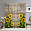 2PC Decorative Curtains - Sunflowers on Rural Wooden Walls - English Sunflowers with Rod Bag Curtains, Suitable for Bedroom,Gard - Image 3