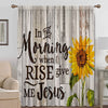 2PC Decorative Curtains - Sunflowers on Rural Wooden Walls - English Sunflowers with Rod Bag Curtains, Suitable for Bedroom,Gard - Image 4