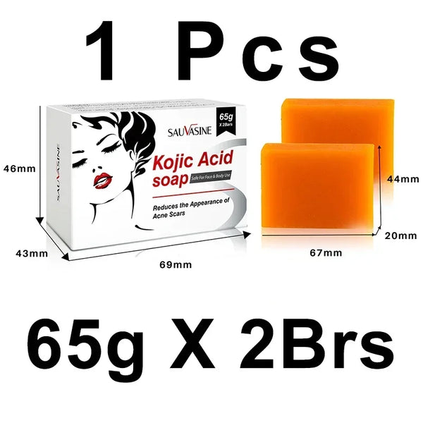 Kojic Acid Glow Soap Facial Deep Cleaning Even Skin Tone Skin Lightening Soap Oil Control Moisturizing Skin Care 65G X2